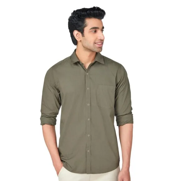 Men's Cotton Slim Fit Shirt | Stylish Full Sleeves Spread Collar Shirt for Casual & Formal Wear | Cotton Shirt Crafted with Comfort Fit for Everyday Wear | Buttoned Single Pocket Design