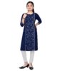 Girls Embroidered Rayon Slub Straight Kurta