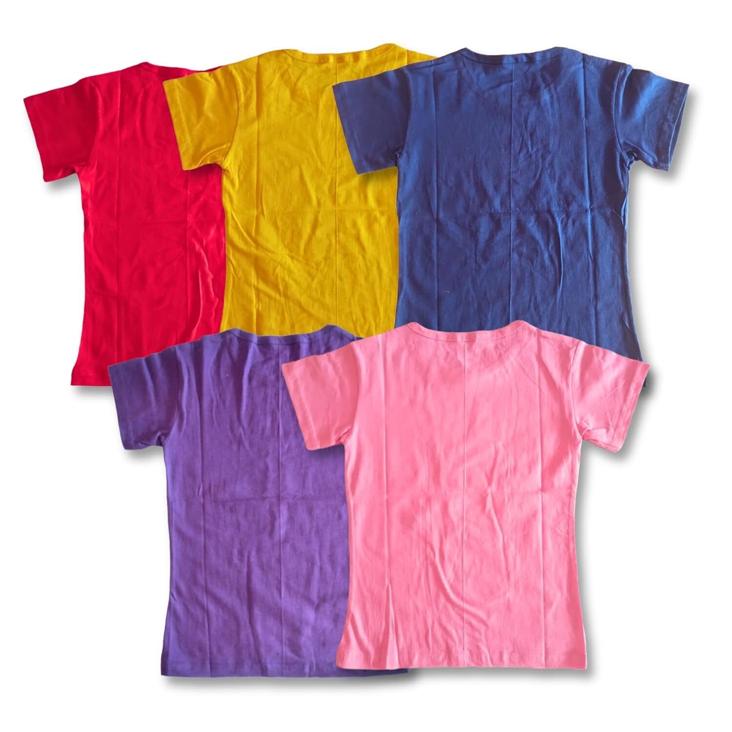 Girls Round Neck Cotton Printed T-shirts/Pack of 5 / Multicolor Regular fit Half Sleeve t-shirts Combo Pack for Girls - Image 2