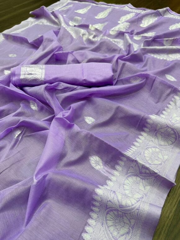 Women's Cotton Linen Saree With Blouse Piece - Image 2