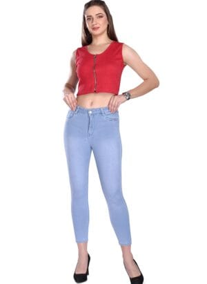 Channel-F Women's High Waist Jeans, Ankle Length, Strechable Denim Jeans for Women & Girls