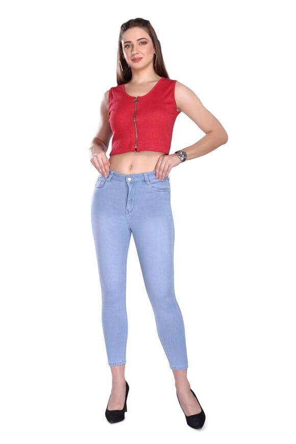 Channel-F Women's High Waist Jeans, Ankle Length, Strechable Denim Jeans for Women & Girls