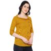 Standard Generic Yash Gallery Women'S Cotton Flex Stripe Printed Straight Top for Women (206YK324MUSTARD_Yellow_XX-Large)