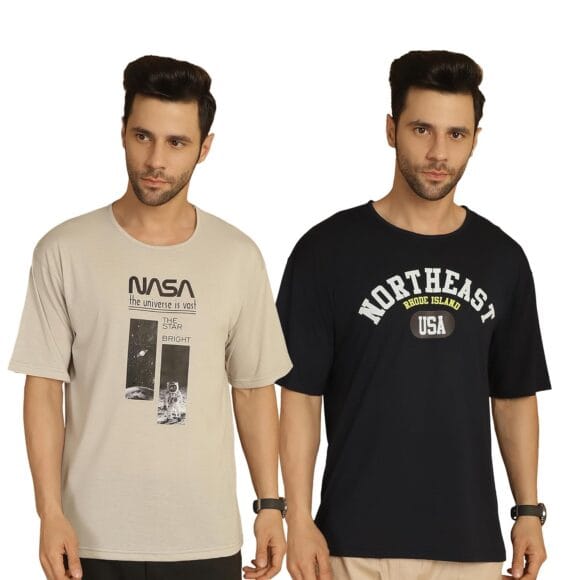 Regular Fit Multicolor Mens Tshirts(Pack of 2-VIMAL632052)