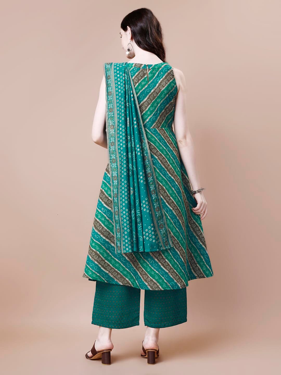 Kurta Set for Women Cotton Blend Anarkali Printed Kurta Set for women with Palazzos and Dupatta - Image 5