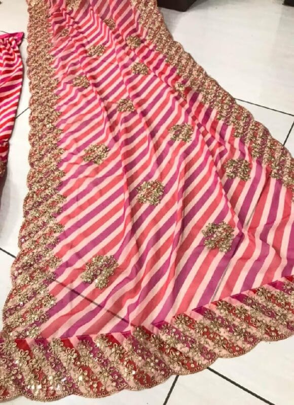 Collection Original Mirror Handwork Cotton Lehenga Choli With Laheriya Dupatta - Image 5