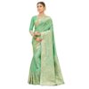 Standard Generic VISAAH Women's Banarsi Silk Pista Green Satin Saree with Light Gold Zari With Blouse Piece - Free Size