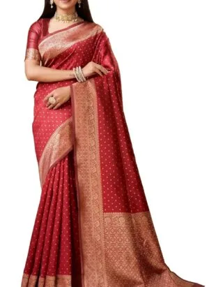 Sugathari Women's Banarasi Saree Pure Kanjivaram Silk Saree Soft new ladies 2023 Design Wear Pattu Sarees Latest Cotton Party Sari collections With Blouse Piece for Wedding sadi (SAM PARI-113)