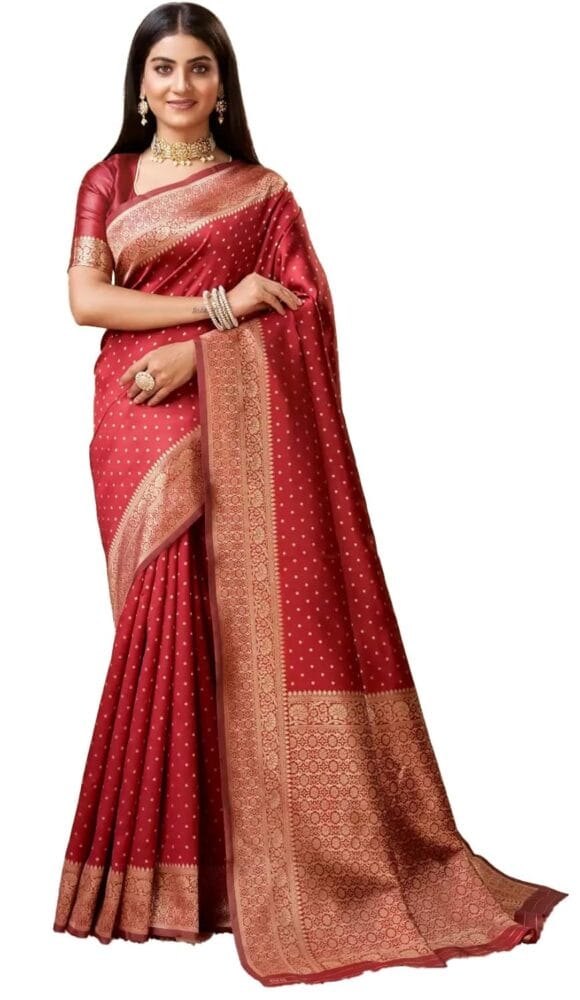 Sugathari Women's Banarasi Saree Pure Kanjivaram Silk Saree Soft new ladies 2023 Design Wear Pattu Sarees Latest Cotton Party Sari collections With Blouse Piece for Wedding sadi (SAM PARI-113)