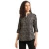 Tops for Women Printed Shirt Top for Women | Tops for Women Stylish Latest | Office Wear Tops for Women | Cotton Blend Tops for Women | Mandarin Collar Top