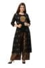 Rayon Slub Embroidered Straight 3/4 Sleeve Round Neck Top Shrug Palazzo Set