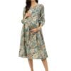 Negen Cotton Maternity Dresses for Women - Sky Blue Floral Breastfeeding Maternity Gown Kurti for Pregnant Women - Nursing Pre and Post Pregnancy Wear