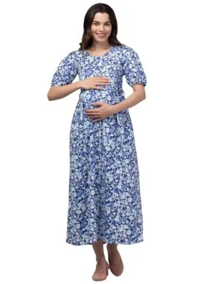 ZUVINO Maternity Dresses for Women || Cotton Feeding Dress with Zipper || Premium Pregnancy Dresses for Women || Maternity Shoot Gown for Pregnant Women.