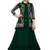 Miss Ethnik Women's Faux Georgette Semi Stitched Top With Faux Georgette Jacket Solid Flared Top Dress Material (Gown)