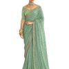 SIRIL Women's Bandhani Printed & Embroidery Work In Lace Georgette Saree with Unstitched Blouse Piece