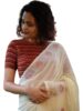 Standard Generic SPOTXY Women’s Pure Linen Cotton Banarasi Soft Silk Saree With Blouse Piece For Wedding (Cherry Lilen)