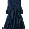 Shasmi Women's & Girl's Navy Blue Dress for Women Midi, One Piece Dress for Women's Casual Dress, Solid Textured Lantern Sleeve Tie Front V Neck Midi Dress (Dress 123)