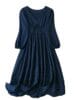 Shasmi Women's & Girl's Navy Blue Dress for Women Midi, One Piece Dress for Women's Casual Dress, Solid Textured Lantern Sleeve Tie Front V Neck Midi Dress (Dress 123)