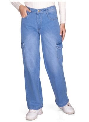 Women's Denim Cargo Jeans I Full-Length Boyfriend Fit Pant with Flap Pocket I Stretchable Clean Solid High Rise I Stylish and Trendy Look I for Office Home Girls & Women I C - 2