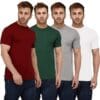 INKKR Solid Half Sleeves Regular Fit Roundneck T-Shirts Combos for Men (Pack of 4)