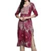 Libas Magenta Yoke Design Rayon Straight Kurta