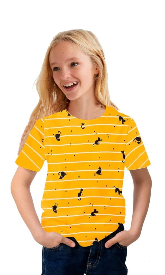 Cotton Printed T-Shirts in Half Sleeves Regular Fit, Soft Durable Fabric, No Shrinkage, Long Lasting Print Colors (7-16 Years)