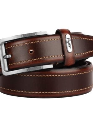 Flyer Men's Leather belt (Formal/Casual) (Colour -Brown/Tan) Buckle Adjustable Size Genuine Leather (BR1512) (Pack of 1)