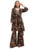 Rayon Sharara And Short Kurti Top With Dupatta Set For Solid With Foil Print And Embroidery Work Loose Sharara Set(M-2465)