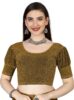 Velvet Stretchable Fit Comfhy Round Neck Puff Sleeve Readymade Saree Blouse Stylish Crop Top Choli for Girls Women