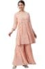 Peach Georgette Thread Work Kurta with Sharara