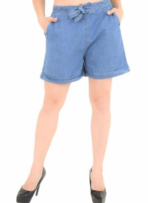 Tara Lifestyle Denim Solid Women High Waist Shorts-Hot Pant