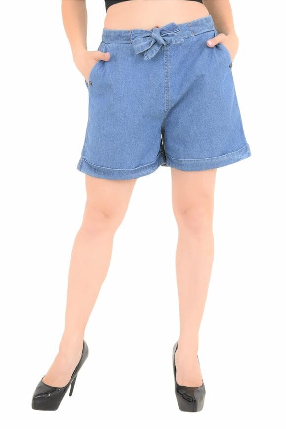 Tara Lifestyle Denim Solid Women High Waist Shorts-Hot Pant