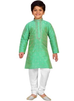 Baba & Baby Kids Cotton Silk Blend Boys Kurta Pyjama Set