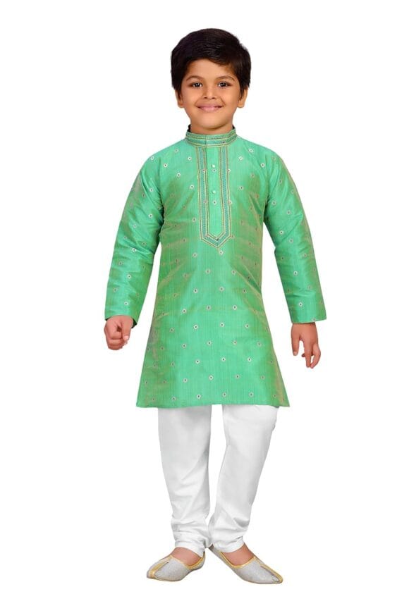 Baba & Baby Kids Cotton Silk Blend Boys Kurta Pyjama Set