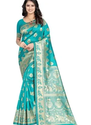 C J Enterprise Women’s Pure Kanjivaram Soft Silk Saree With Blouse Piece for Wedding (Pari9016)