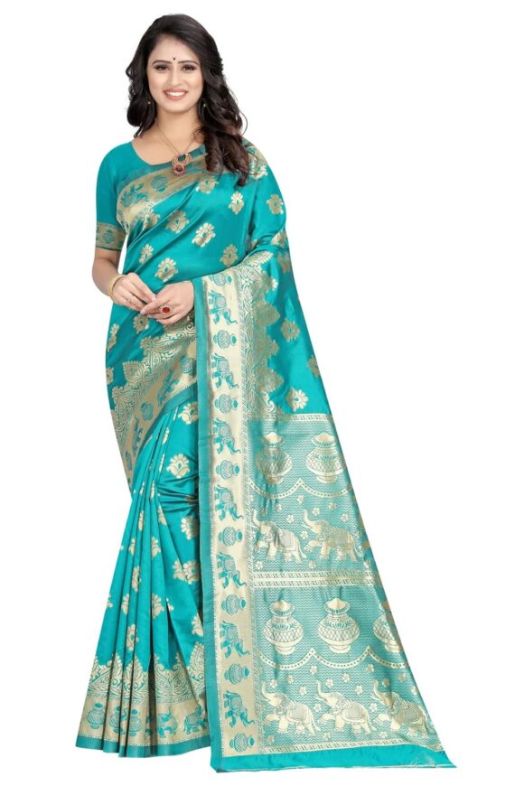 C J Enterprise Women’s Pure Kanjivaram Soft Silk Saree With Blouse Piece for Wedding (Pari9016)