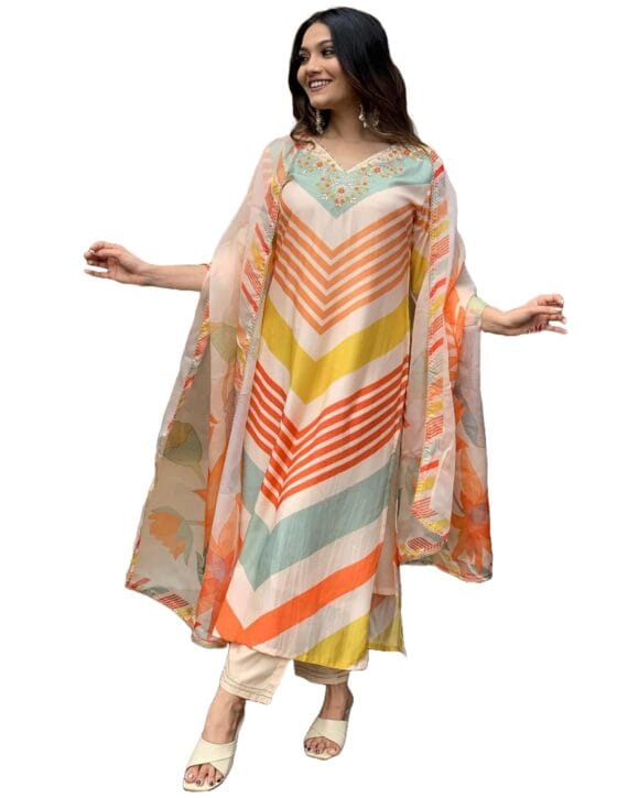 GoSriKi Women's Kurta with Pant & Dupatta