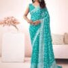 SAMAH Women's Georgette Floral|Geometric Printed Saree with Unstitched Blouse Piece