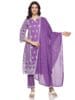 RAJMANDIRFABRICS Women's Cotton Embroidered With Lace & Solid Colour Full Straight Kurta Pant With Dupatta Sets