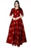 Women's Casual Printed Rayon 3/4 Sleeves Regular Fit Long Anarkali Gown Dress