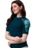 Women's Solid Regular Fit Polyester Puff Sleeve Classy Casual Top
