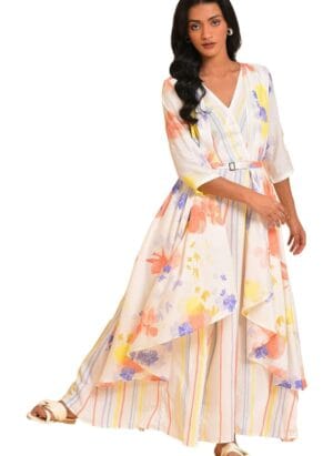W for Woman Ecru Print Mix Jumpsuit_18