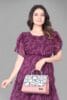 Women's Georgette Buta Pattern Maxi Dress Short Sleeve Full-Length Fit & Flare Long Gown Dress for Women(Wine Color Pack of 1)