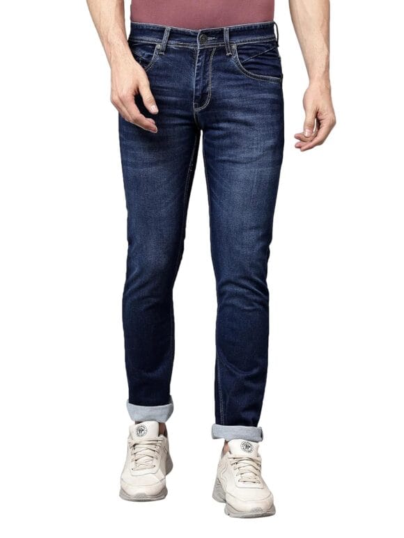 Cantabil Solid Denim Flat Front Mid Rise Full Length Regular Fit Casual Jeans for Men | Denim for Mens | Men Full Length Casual Jeans (P_MDNM00472A)