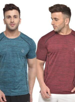 CHKOKKO Men's Gym Regular Fit Half Sleeves T-Shirts Combo Pack of 2