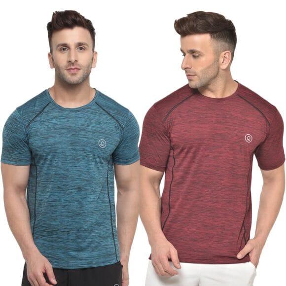 CHKOKKO Men's Gym Regular Fit Half Sleeves T-Shirts Combo Pack of 2