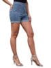 Miss Chase Women's Relaxed Fit High Rise Clean Look Stretchable Denim Shorts