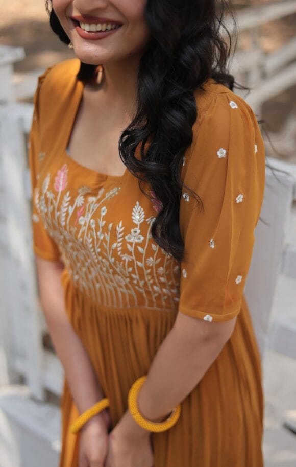 Georgette Anarkali Gown with Sequins and Embroidery for Women with Long Sleeves - Image 8