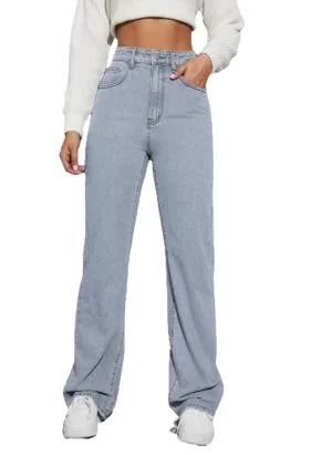 Aahwan Women's & Girls' Solid Denim High Waist Wide Leg Jeans Pants