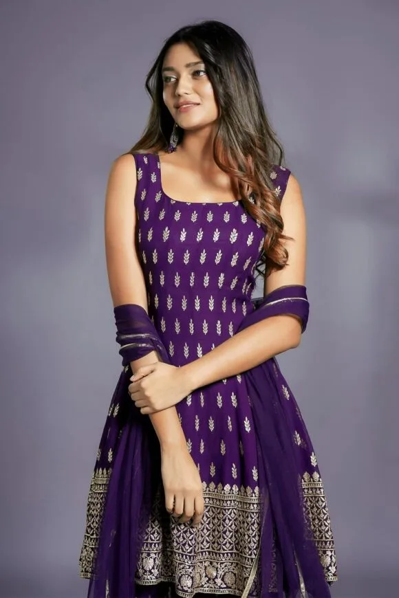 Women's Embroiderd Work Navyblue Color Weding Wear Anarkali Kurta Sharara Set - Image 3